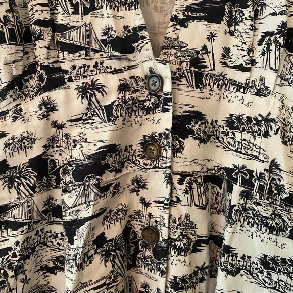 Marine Layer Camilla Dress Mini Black White City Print Tropical Women's Large - Picture 5 of 11